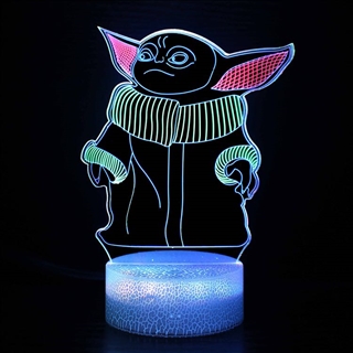 Baby Yoda 3D lampe med RGB farver